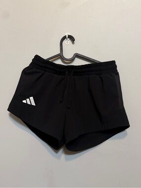 adidas Black Women's Athletic Running Shorts with White Logo SMALL